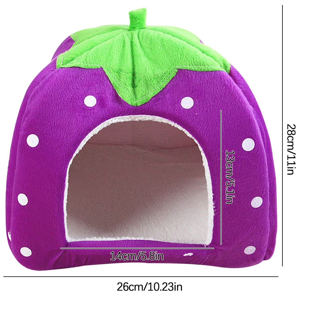 CHGBMOK Winter Cat Houses for Indoors Cute Strawberry Yurt Padded Fold Tent Pet Dog Gate