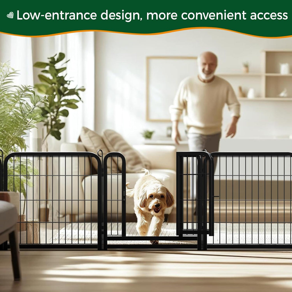 Yaheetech Dog Playpen 24In 16 Panels Pet Fence for Indoor Yard RV Camping | Easy Setup, Heavy Duty Rustproof Frame with Secure Latch Door, DIY Layouts,Foldable Storage, for Puppies & Small Dogs