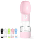 Portable Dog Water Bottle with Food Container Dishwasher Safe-Pink | 3 IN1 Drinking Bottle for Pet Puppy Outdoor Walking Hiking Travel | Leak Proof Dog Water Dispenser with Bowl BPA Free