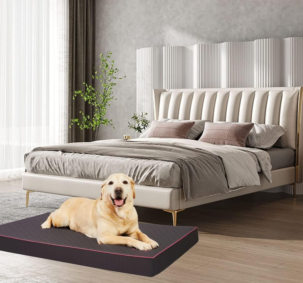 Dog Beds for Medium Dogs Orthopedic Dog Bed Memory Foam Dog Mat Removable Washable Cover Grey Plush Flannel Fleece Pet Bed Nonskid Bottom