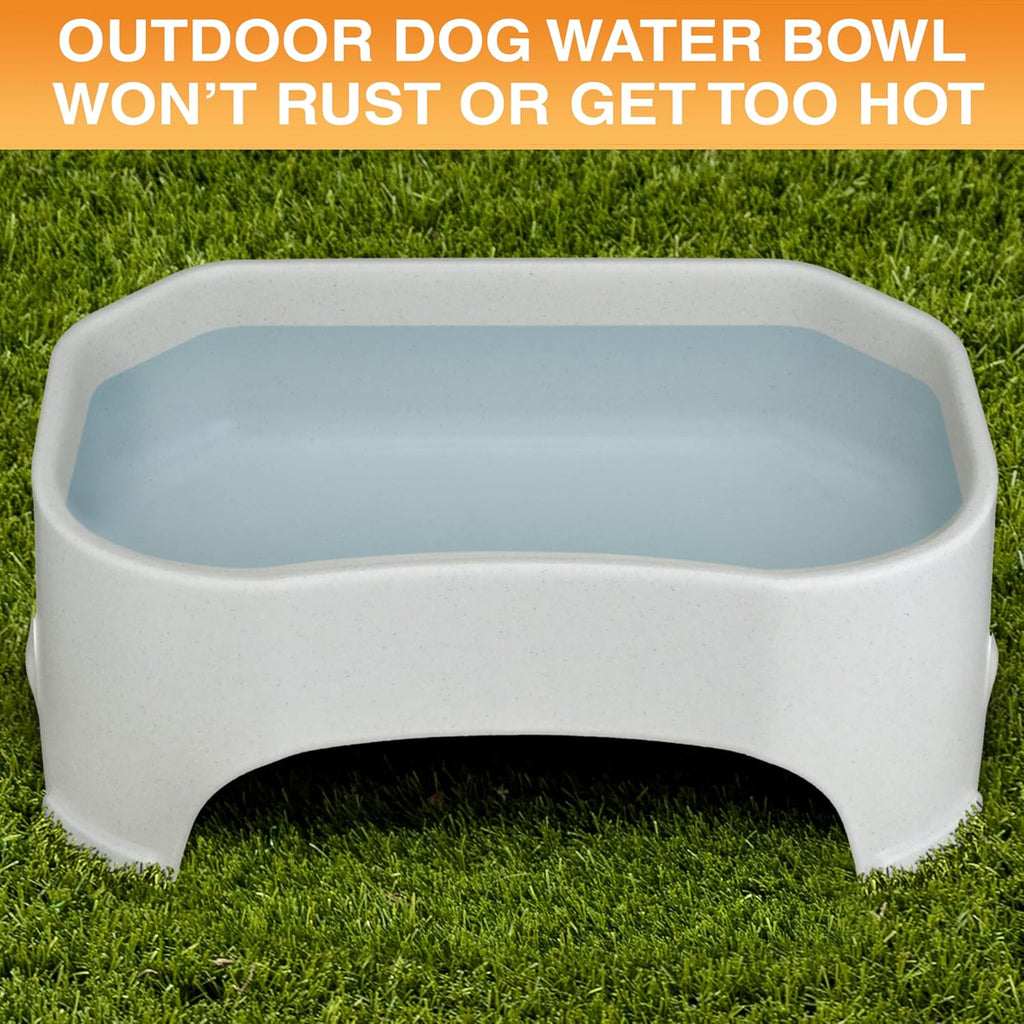 Extra Large Water Bowl for Dogs, Outdoor Dog Water Bowl (2.25 Gallon XL Capacity), Big Trough Style Food Dish for Indoors or Outside, No Spill Large Dog Bowls, Vanilla Bean