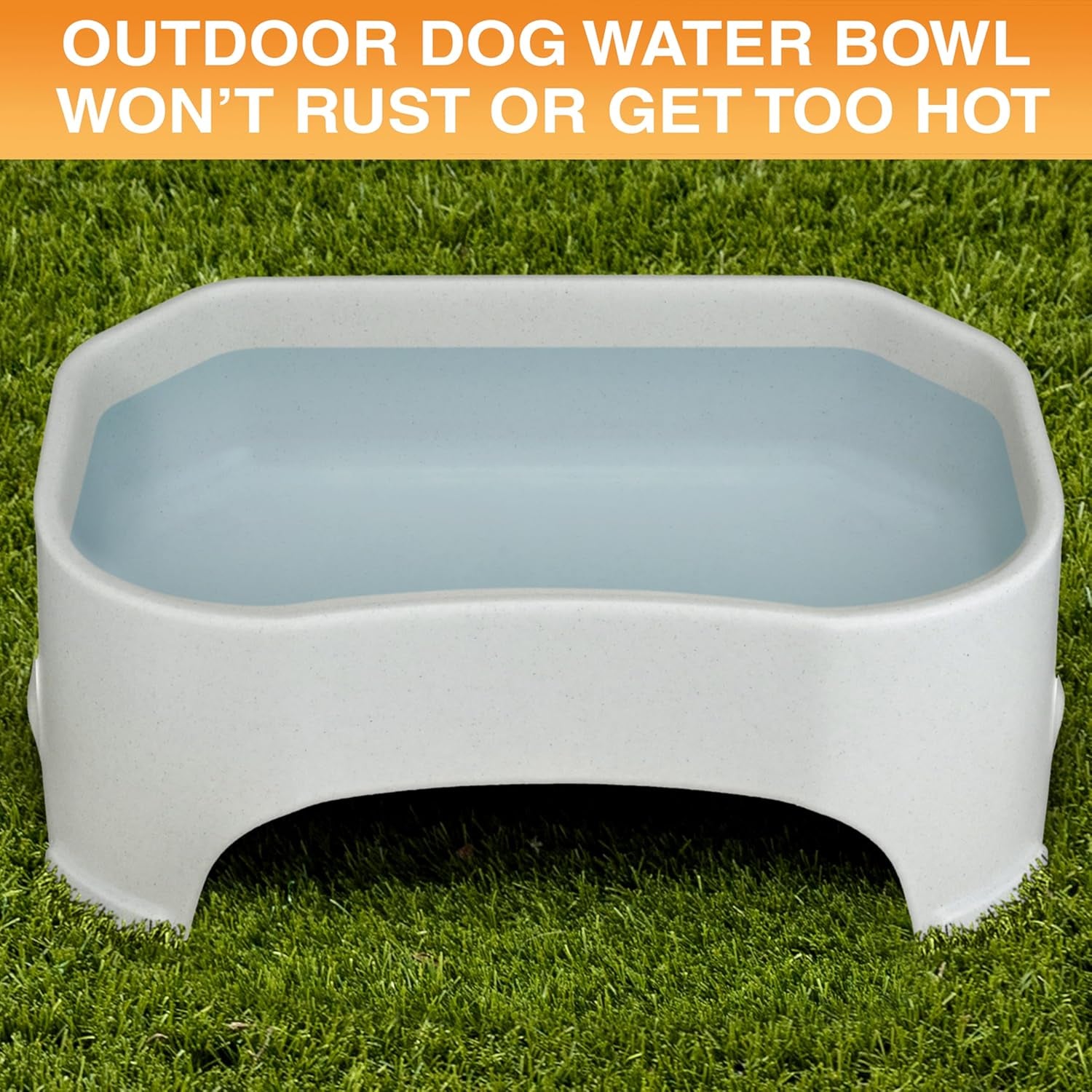 Extra Large Water Bowl for Dogs, Outdoor Dog Water Bowl (2.25 Gallon XL Capacity), Big Trough Style Food Dish for Indoors or Outside, No Spill Large Dog Bowls, Vanilla Bean