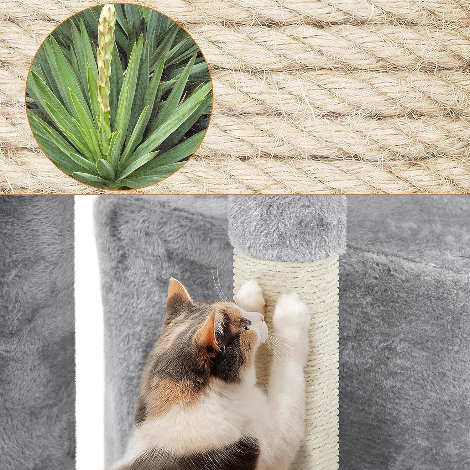 34In Small Cat Tree W/Condo & Basket for Indoor Cats, Light Gray | Scratching Posts, Soft Plush Platform & Window Perch, for Kittens & Small-Medium Cats up to 11 Lb, Easy to Assemble