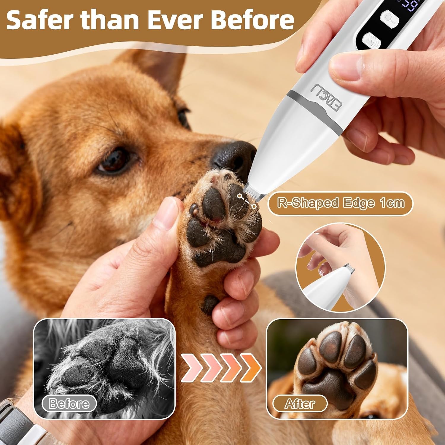 4 in 1 Dog Clippers Grooming Kit with LED Display, Cordless Dog Quiet Hair Trimmer for Paw Nail Grinder, Rechargeable 2-Speed Cat Clippers Face Shaver for Paw Nail Body Ear