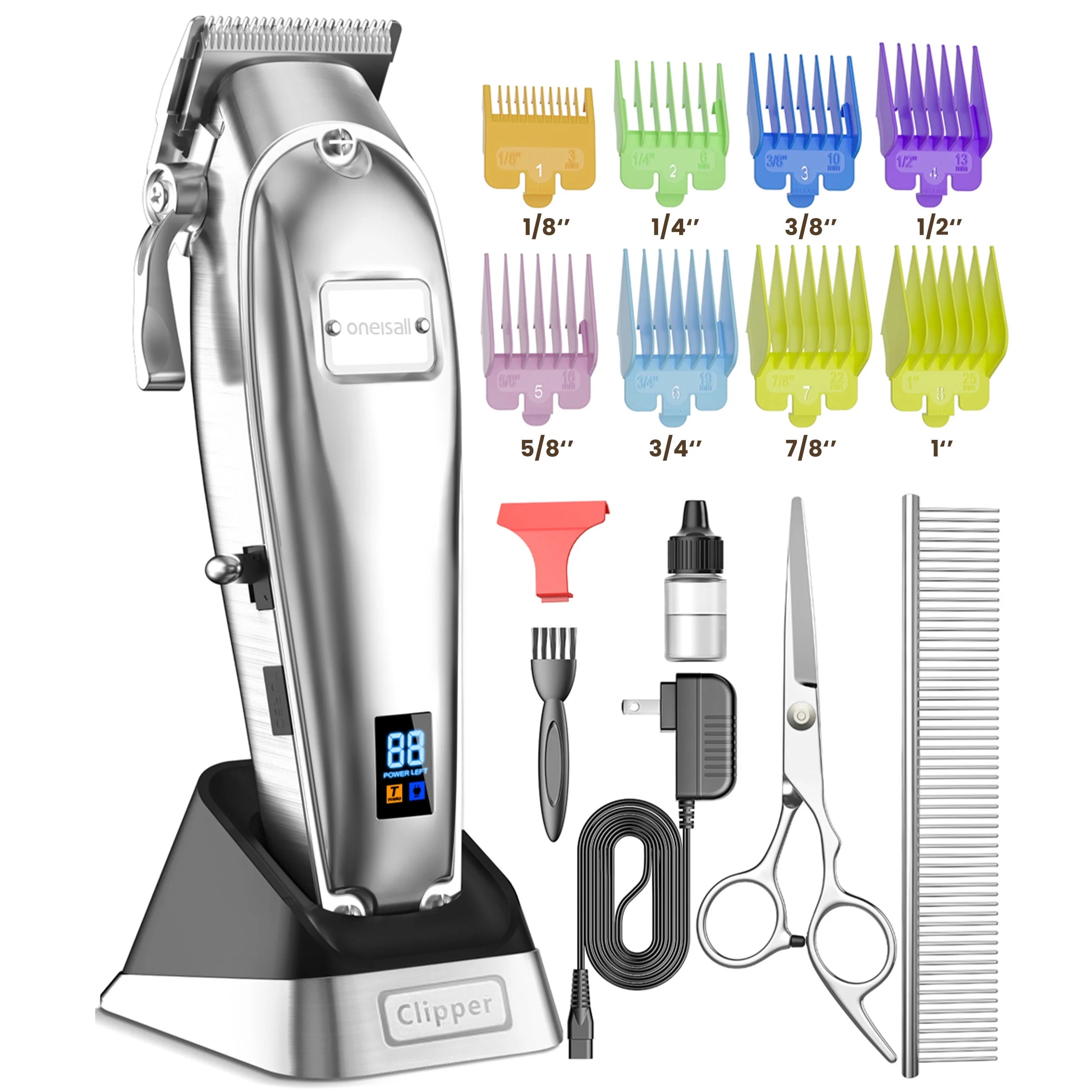Professional Dog Grooming Clippers Kit, 2 Speed Heavy Duty Cordless Hair Shears Trimmers for Thick Heavy Coats,With Metal Blade for Dogs Cats Animals, All Metal Design Pet Clippers Electric