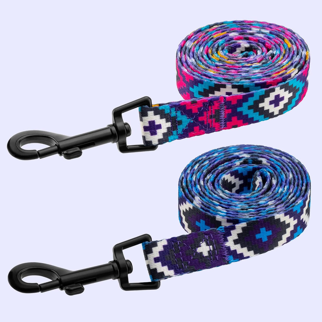 Dog Leash Durable Pet Leash for Walking Training Running for Small, Medium and Large (Ethnic Pattern, Purple, L)
