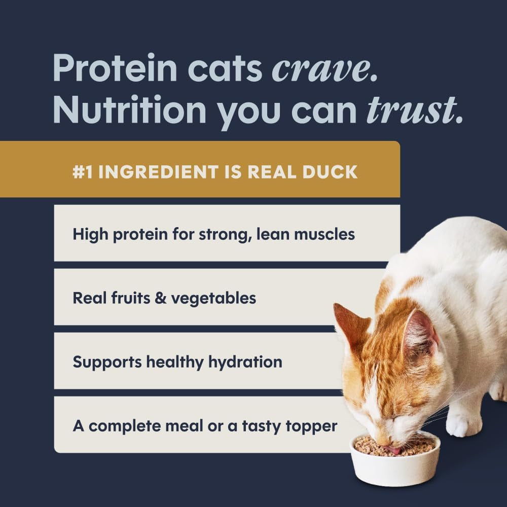 Pate Entrees, Wet Canned Cat Food, Real Duck, 5.5 Oz (12 Count) | Rich & Creamy Pate Texture, High Protein, Real Duck, Whole-Food Ingredients, Grain-Free, Hydration Support