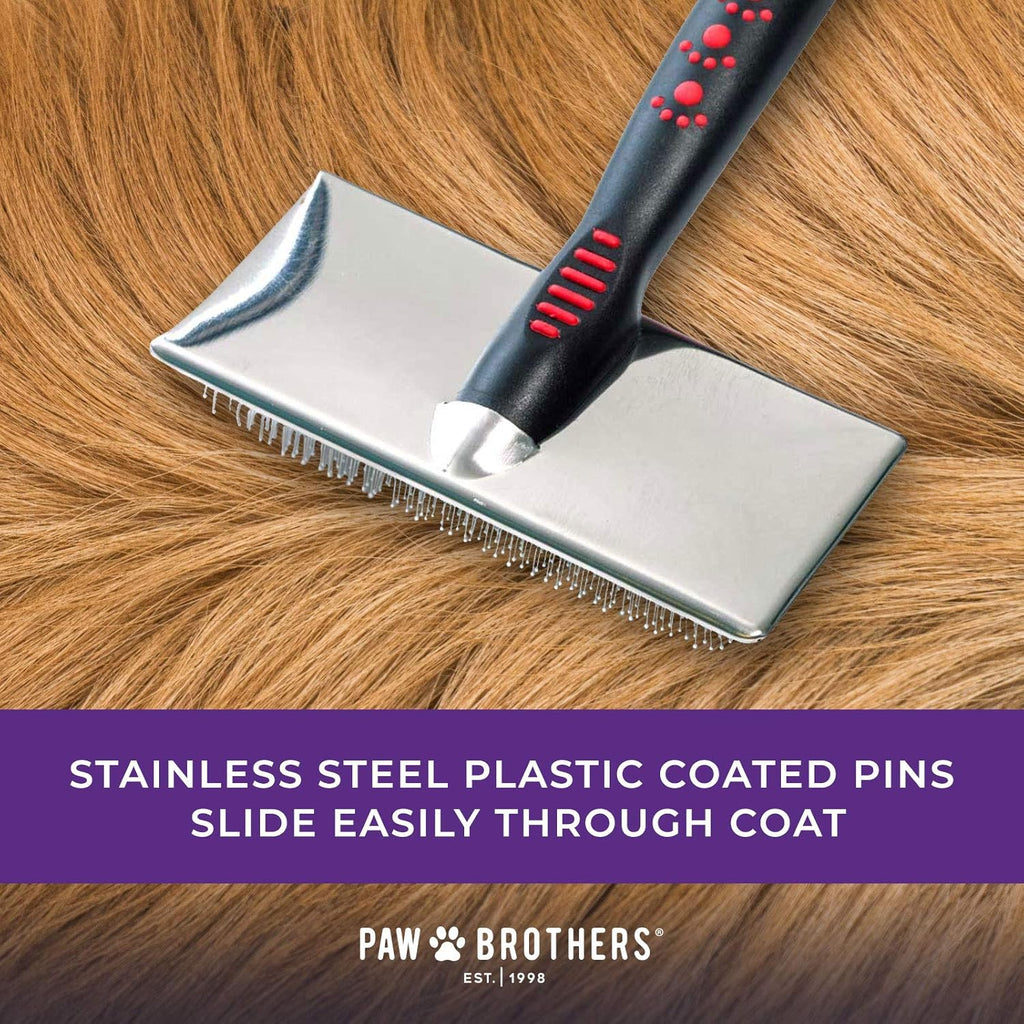 Paw Brothers Soft Pin Flat Slicker Brush for Dogs, Professional Grade Brush for Large Dogs, Coated Tips, Gentle on Skin, Remove Tangles and Mats, Maximum Coverage, X-Large