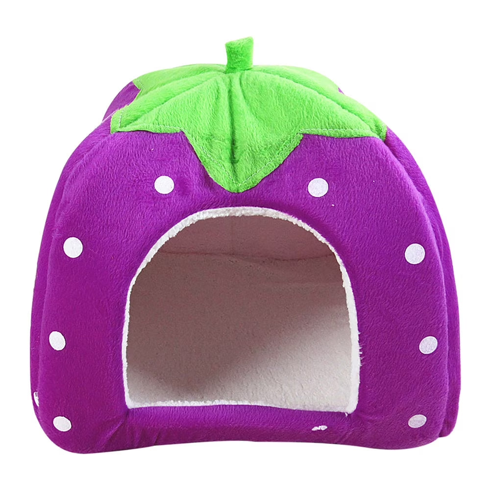 CHGBMOK Winter Cat Houses for Indoors Cute Strawberry Yurt Padded Fold Tent Pet Dog Gate