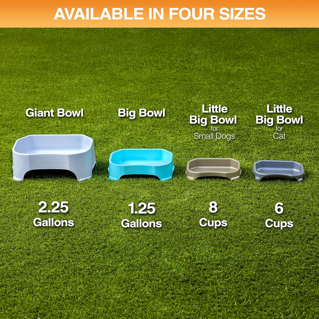 Extra Large Water Bowl for Dogs, Outdoor Dog Water Bowl (1.25 Gallon XL Capacity), Big Trough Style Food Dish for Indoors or Outside, No Spill Large Dog Bowls, Gunmetal Grey