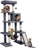 Yaheetech 63In Sturdy Large Cat Tree for Indoor Heavy Cats, Tall Tower | Plush Condo, Hammock, Sisal Scratching Posts, Multi-Pet Friendly, Easy to Assemble, Stable Wide Base