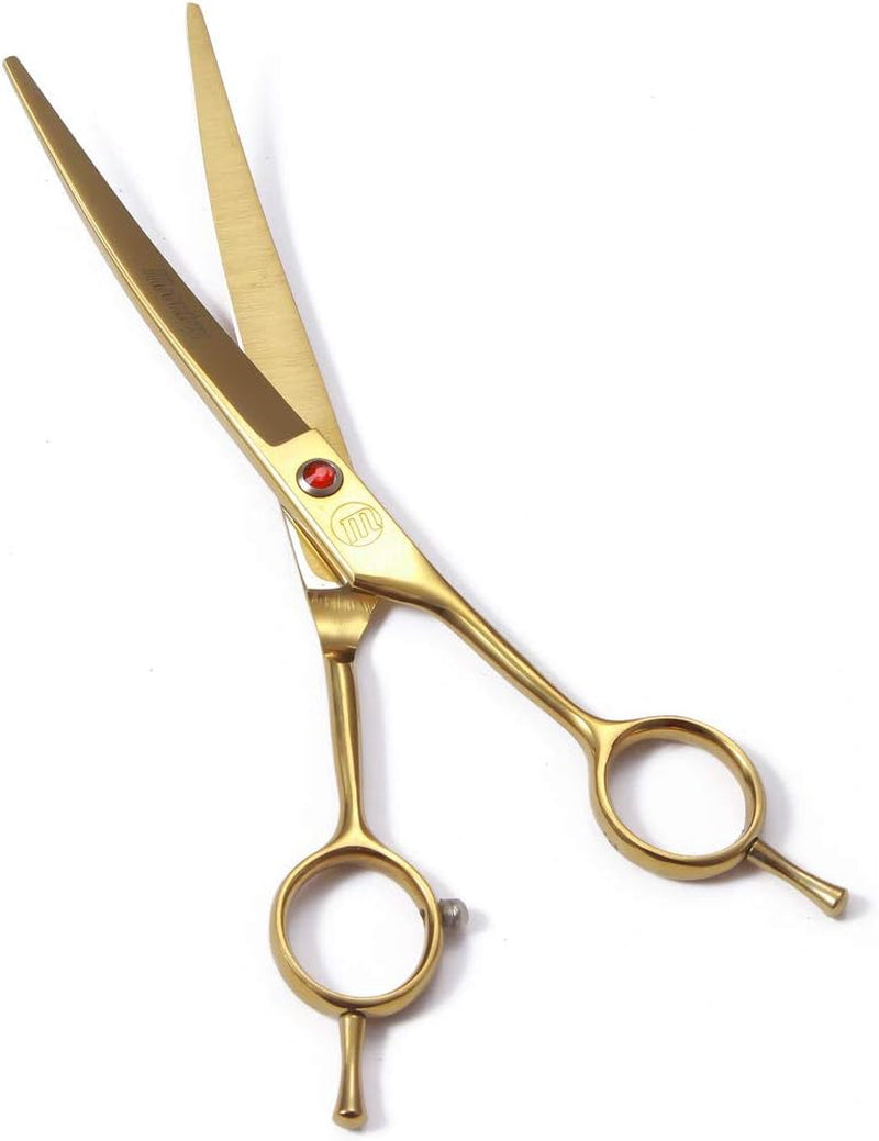Professional Dog Grooming Scissors Set, 7 Inch/8 Inch Pet Grooming Scissors Chunkers Shears for Dog, Curved Dog Grooming Scissors, Thinning Shears for Dog with Grooming Comb | Pet Grooming Chunkers Shears for Dog, Curved Dog Grooming Scissors, Thinning Shears for Dog with Grooming Comb, Gold