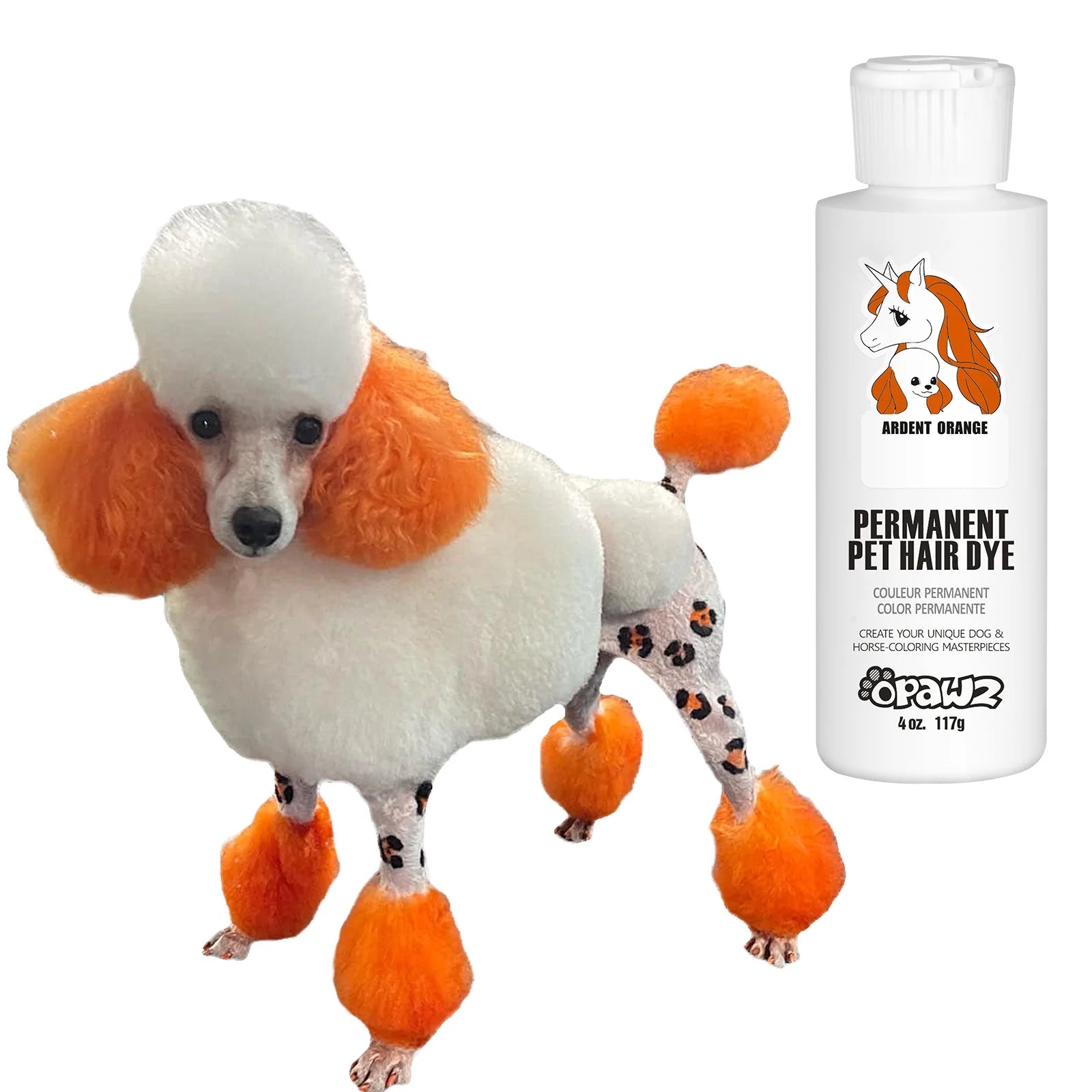 Permanent Dog Hair Dye, Pet Hair Dye Safely Used by Grooming Salons for a Decade, Pet Safe Dye Lasts over 20 Washes, Bright Color for Dogs and Horses (Ardent Orange)