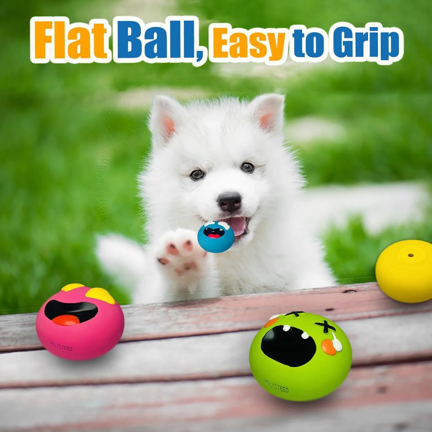 Latex Squeaky Dog Toy for Small Dogs, Soft Small Dog Squeaky Toys, Rubber Squeaky Dog Balls Flat 6Pcs