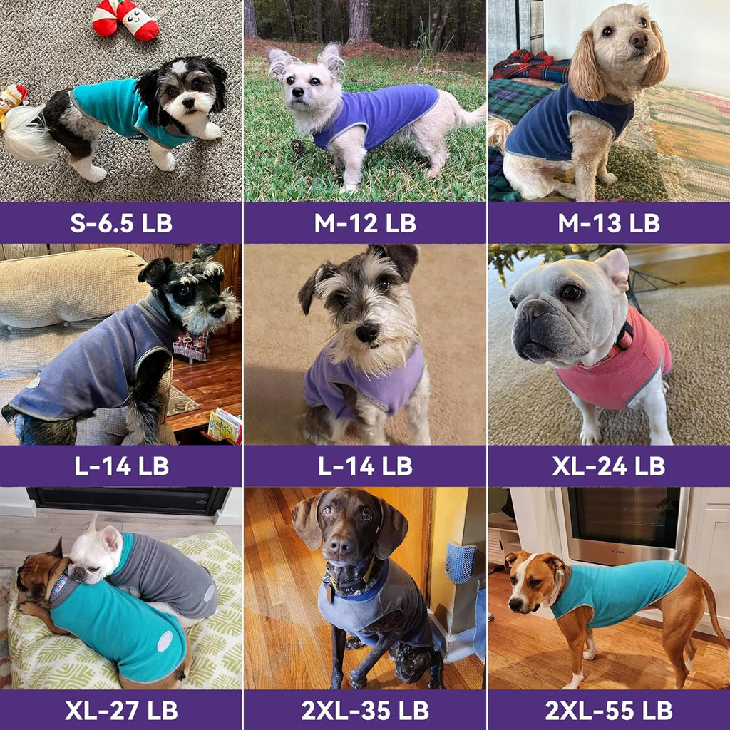 2 Pack Fleece Dog Sweater Pullover Vest with Reflective Stripe, M | 4-Way Stretch, Lightweight Soft Fleece Sweatshirt, Reflective in Low Light, Easy on & Off, Wear Alone or Layered