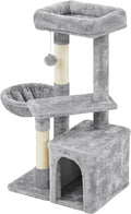 34In Small Cat Tree W/Condo & Basket for Indoor Cats, Light Gray | Scratching Posts, Soft Plush Platform & Window Perch, for Kittens & Small-Medium Cats up to 11 Lb, Easy to Assemble
