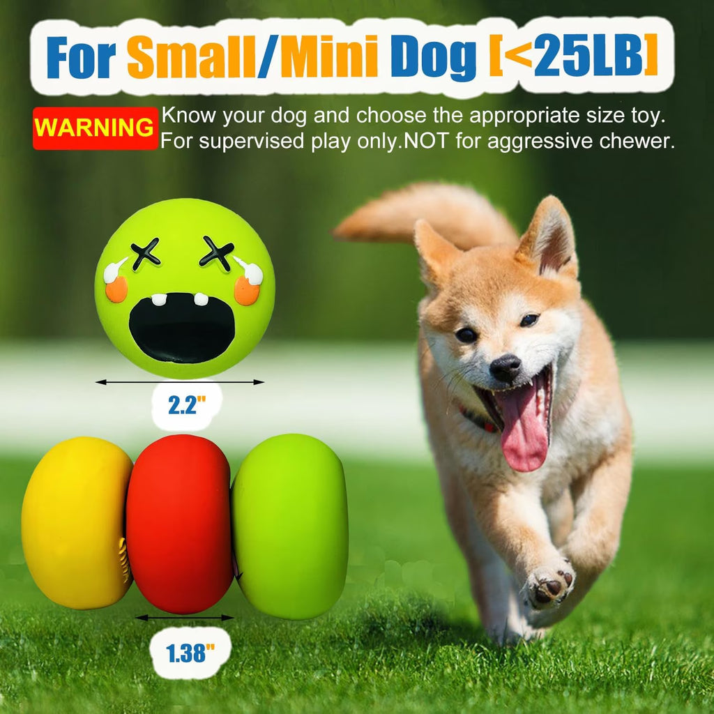 Latex Squeaky Dog Toy for Small Dogs, Soft Small Dog Squeaky Toys, Rubber Squeaky Dog Balls Flat 6Pcs