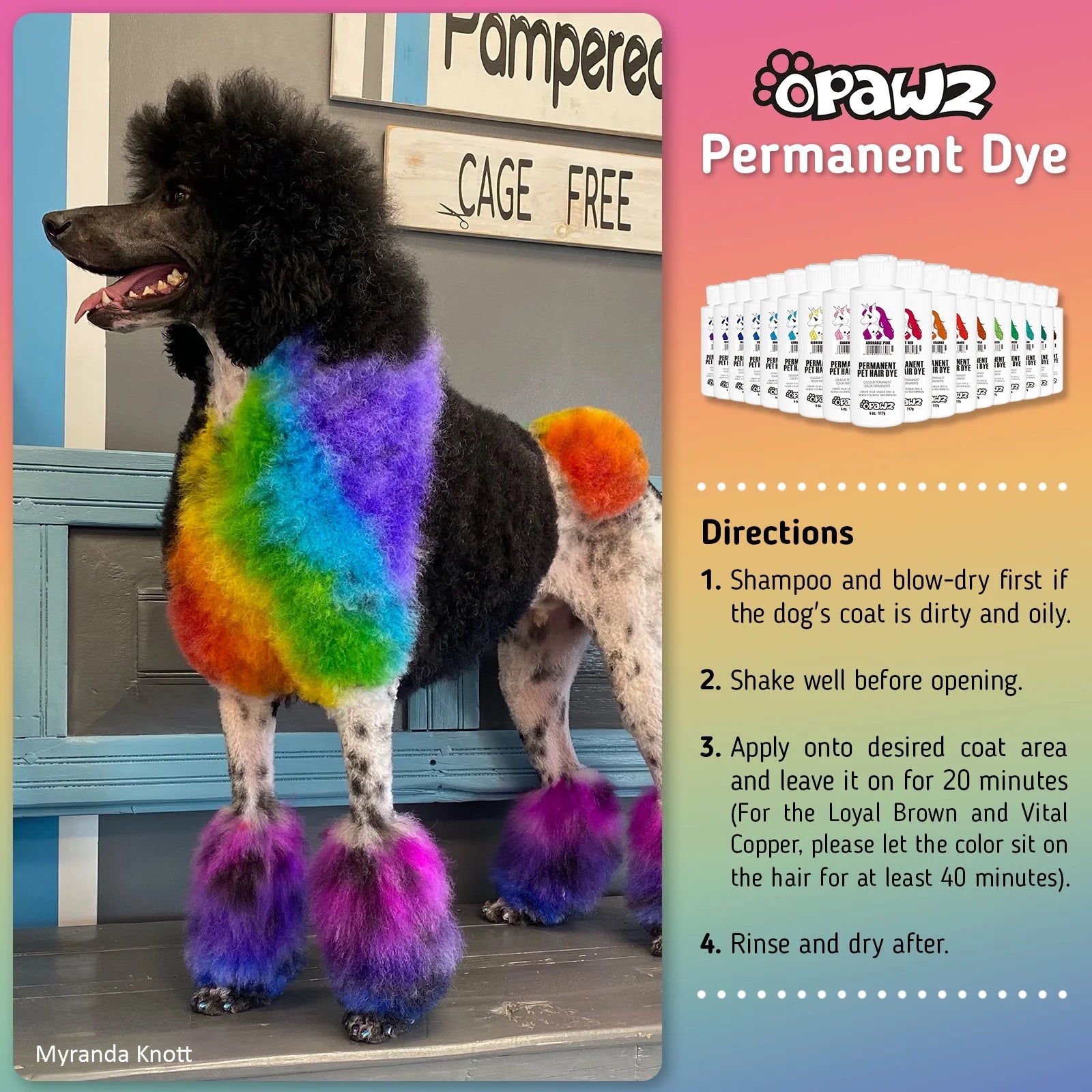 Permanent Dog Hair Dye, Pet Hair Dye Safely Used by Grooming Salons for a Decade, Pet Safe Dye Lasts over 20 Washes, Bright Color for Dogs and Horses (Ardent Orange)
