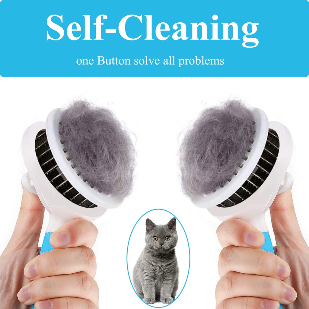 Self Cleaning Slicker Brush, Dog Cat Bunny Pet Grooming Shedding Brush - Easy to Remove Loose Undercoat, Pet Massaging Tool Suitable for Pets with Long or Short Hair