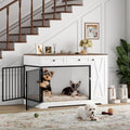 Dog Crate with Storage Cabinet and 2 Drawers, Indoor Furniture Style Wooden Large Dog Kennel, White