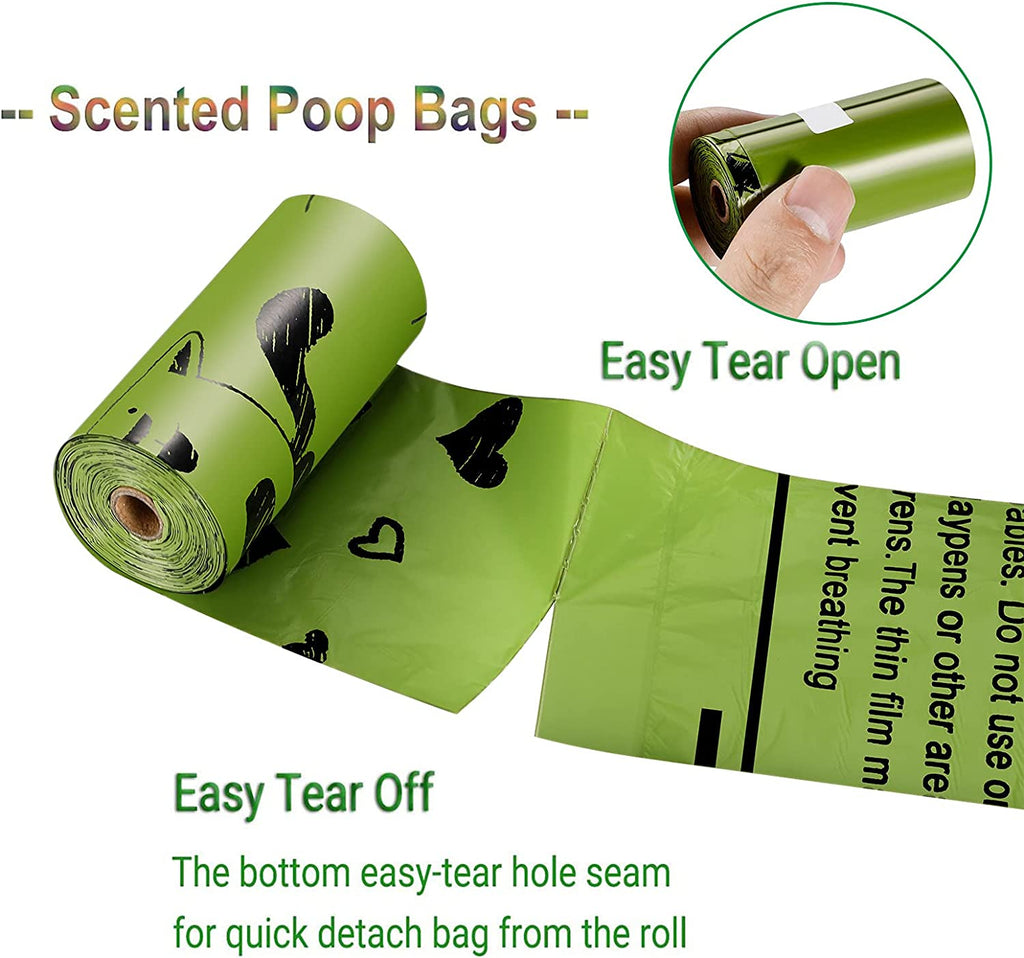 Dog Poop Bags Rolls with Dispenser Extra Thick Leak Proof 280Ct Scented | Strong Large 9X13 Inch Waste Refill Bags for Daily Dog Walks, Cat Litter Cleanup Outdoor Travel and Multi-Pet Households