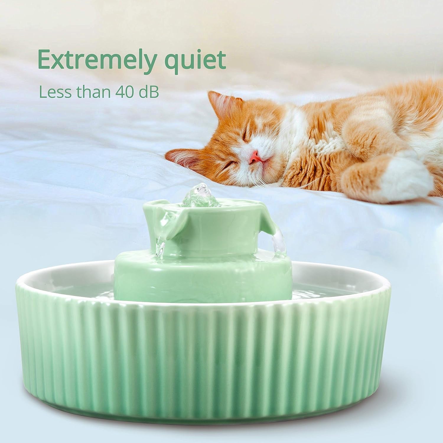 Ceramic Cat Water Fountain, Stable Cupcake Design, 71Oz | 2.1L Pet Fountain with Anti-Tip Ceramic Design, 2 Quiet Pumps, 360° Water Flow, 3 Filters for Cats and Dogs