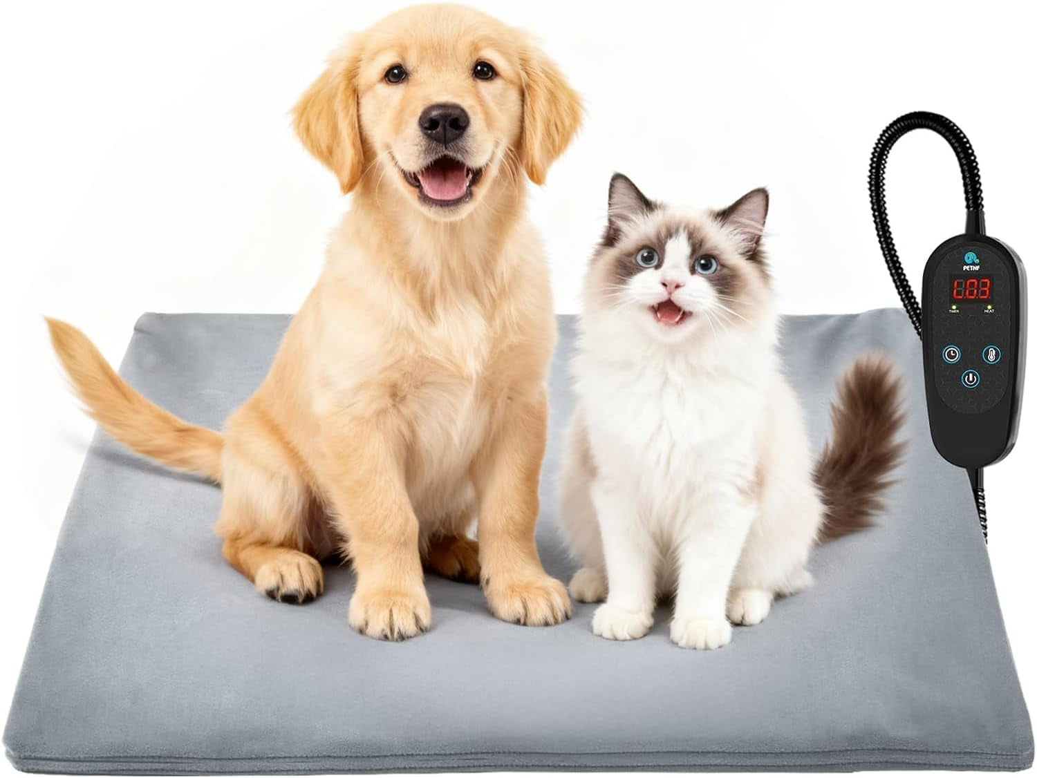 Pet Heating Pad Temperature Adjustment Anti-Bite Puppy with Timer Cat Dog Heating Pad Indoor Waterproof Pet Warming Electric Heated Bed Mat Dog