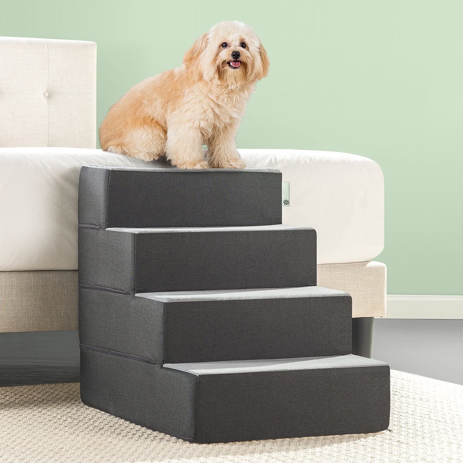 Zinus 4 Step Easy Pet Stairs/Pet Ramp/Pet Ladder/Grey, X-Large
