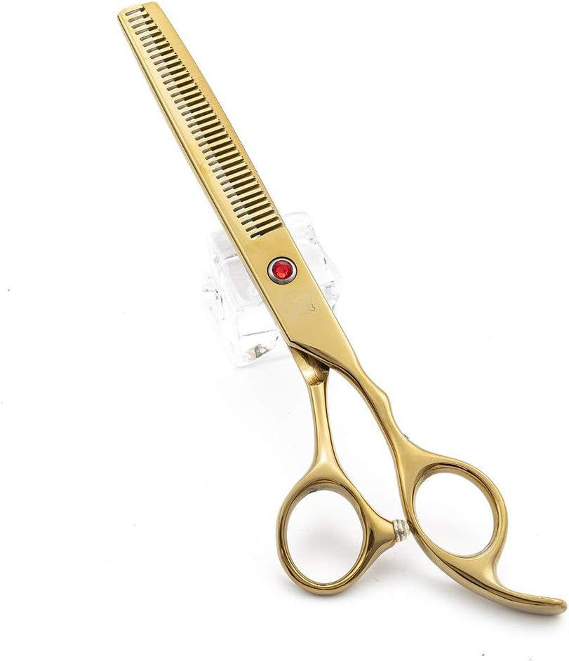 Professional 7" Dog Grooming Scissors Set 4PCS, Gold | Straight, Upward Curved, Downward Curved, Thinning/Blending Shears for Dog, Cat and Pets, JP Stainless Steel