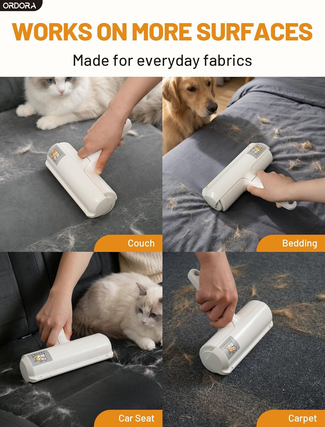Pet Hair Remover Roller, Reusable Lint Roller for Dog and Cat Hair | Portable Pet Hair Roller with Large Fur Bin for Couches, Bedding, Car, Rugs & Furniture, No Refills or Batteries, Pet Homes
