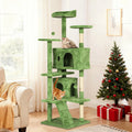 54-In Double Condo Cat Tree Tower Playhouse with Scratching Post & Perch for Indoor, Pink