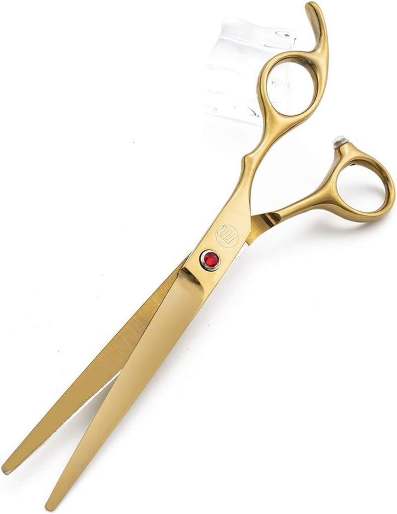Professional 7" Dog Grooming Scissors Set 4PCS, Gold | Straight, Upward Curved, Downward Curved, Thinning/Blending Shears for Dog, Cat and Pets, JP Stainless Steel