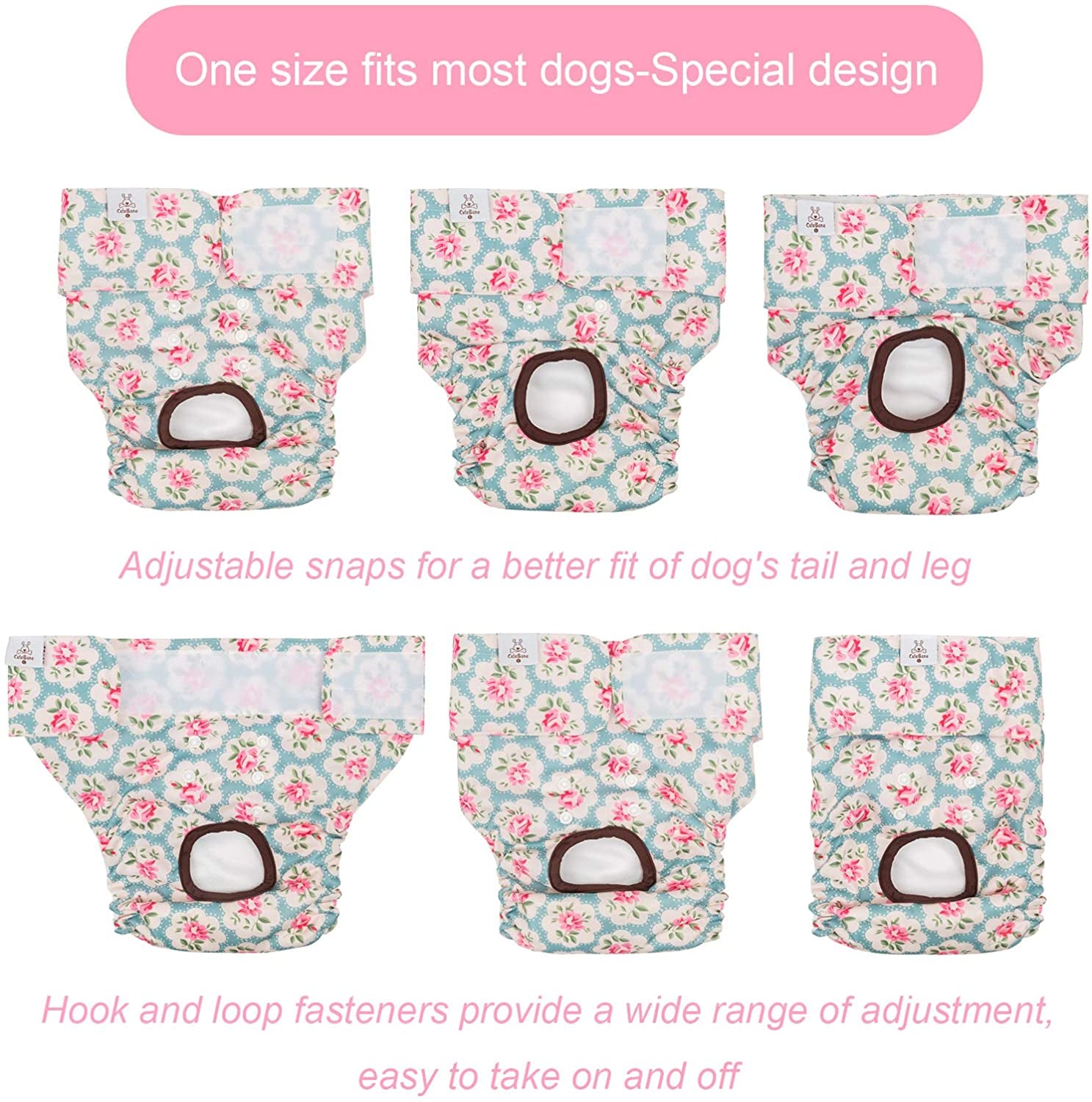 Dog Diapers Female Washable Small Medium Large 3 Pack Reusable Doggie Diapers Puppy Period Pants for Doggy Heat Cycle Peeing