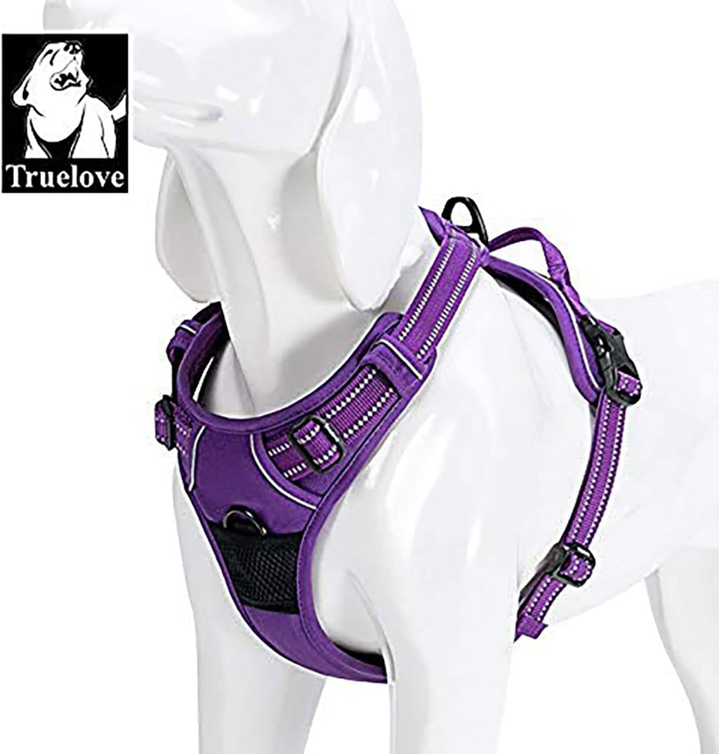 Adjustable No-Pull Dog Harness Reflective Vest, Purple, S | Front Clip, No-Choke, Soft Padded, Control Handle, anti Escape, Dog Car Harness, Walking and Training, Escape Proof, TLH5651
