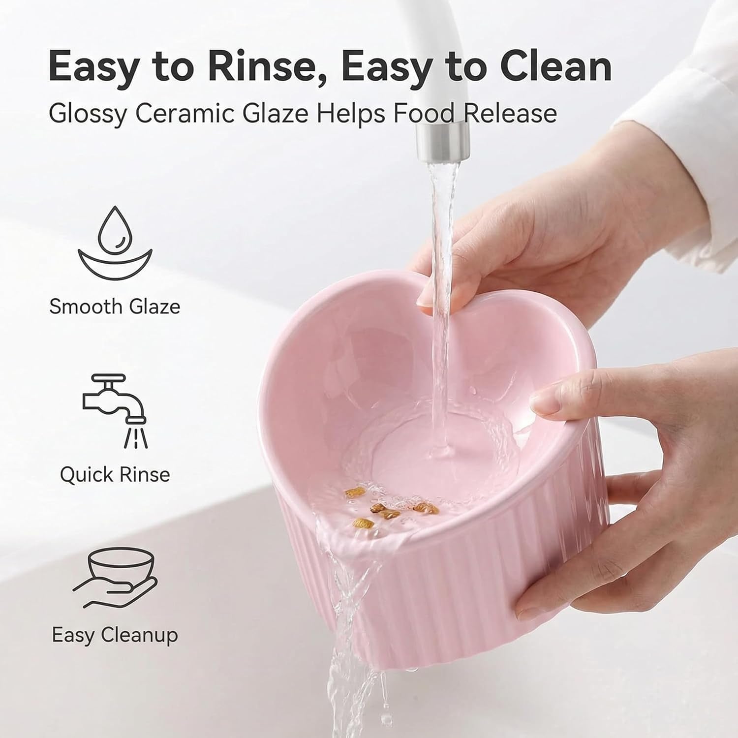 White Ceramic Raised Cat Bowls, Tilted Elevated Food or Water Bowls, Stress Free, Backflow Prevention, Dishwasher and Microwave Safe, Lead & Cadmium Free