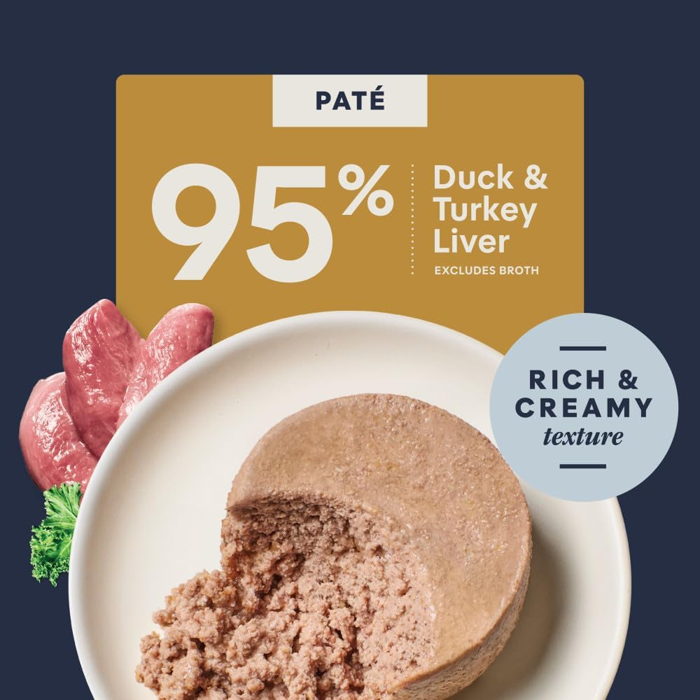 Pate Entrees, Wet Canned Cat Food, Real Duck, 5.5 Oz (12 Count) | Rich & Creamy Pate Texture, High Protein, Real Duck, Whole-Food Ingredients, Grain-Free, Hydration Support