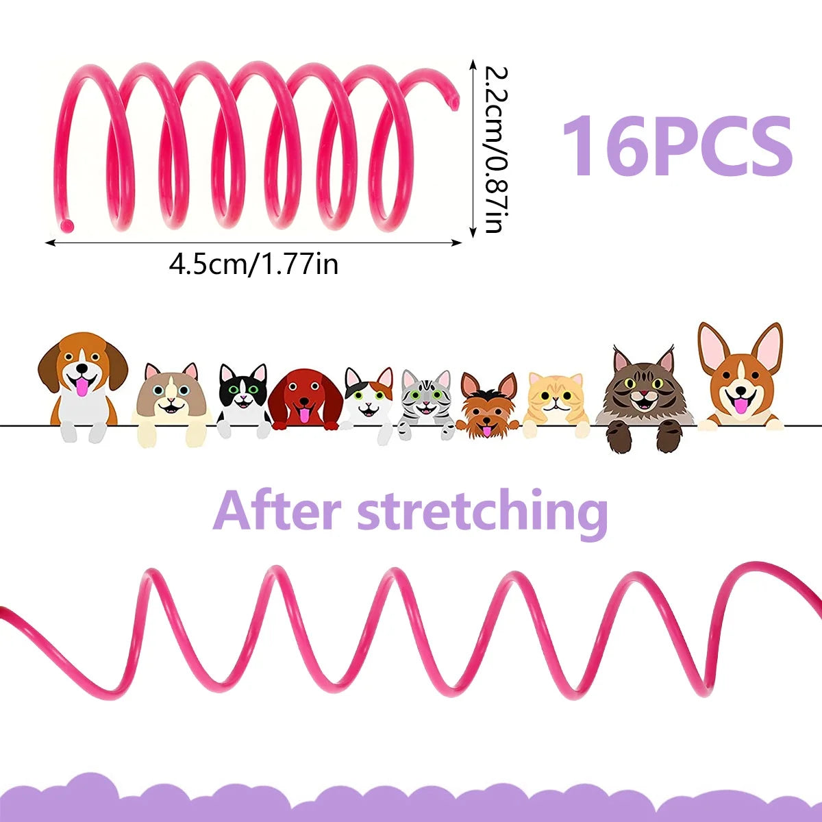 Cat Spring Toys 16Pcs Colorful Cat Coil Toy Durable Plastic Spiral Spring Cat Toy Interactive Cat Toy Creative Cat Activity Toy for Cat Bouncing and Training Fun Gift for Cat Kitten Pets