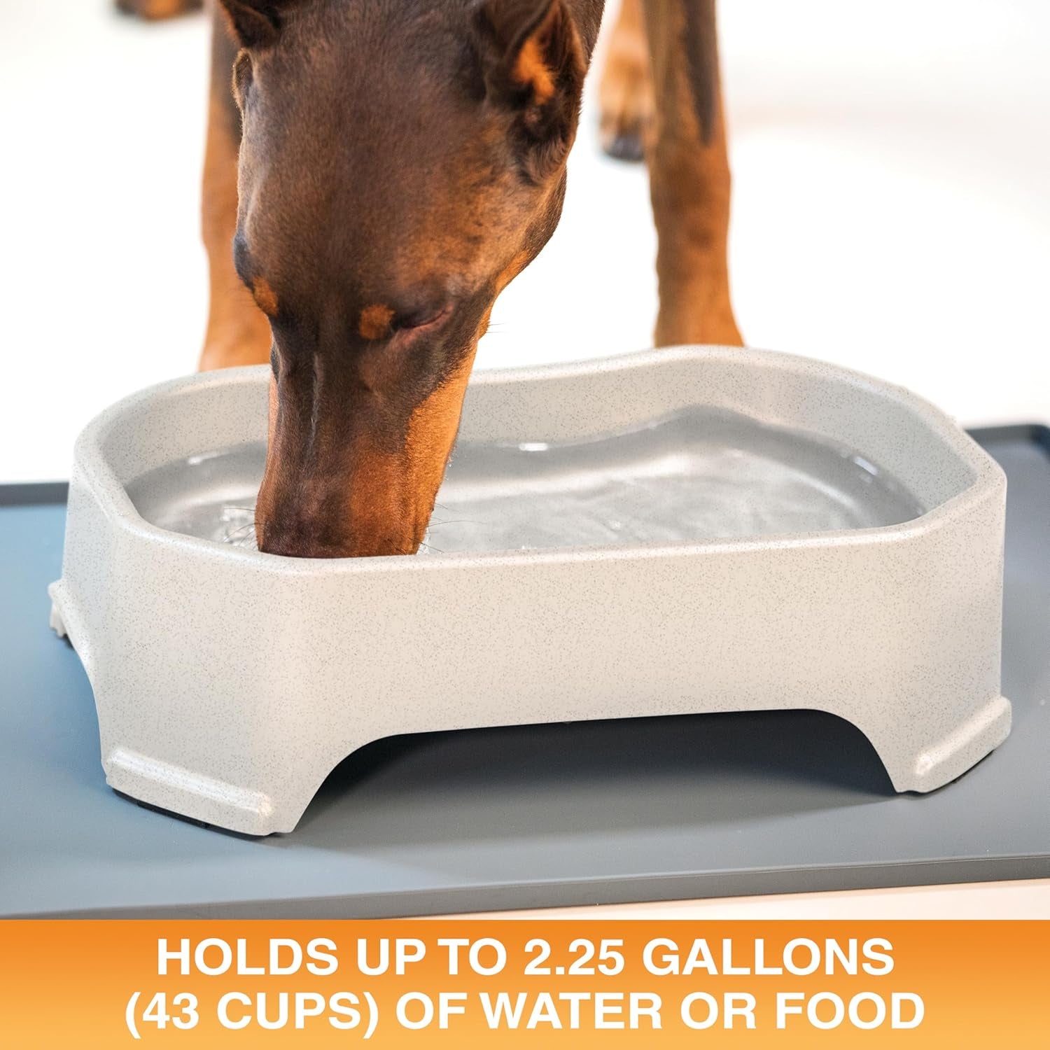 Extra Large Water Bowl for Dogs, Outdoor Dog Water Bowl (2.25 Gallon XL Capacity), Big Trough Style Food Dish for Indoors or Outside, No Spill Large Dog Bowls, Vanilla Bean