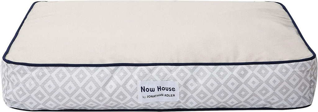 Now House by Jonathan Adler Grey Diamond Cushion Dog Bed, Medium Washable for Pets