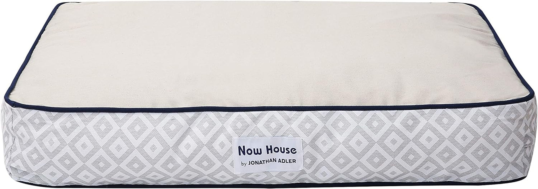 Now House by Jonathan Adler Grey Diamond Cushion Dog Bed, Medium Washable for Pets