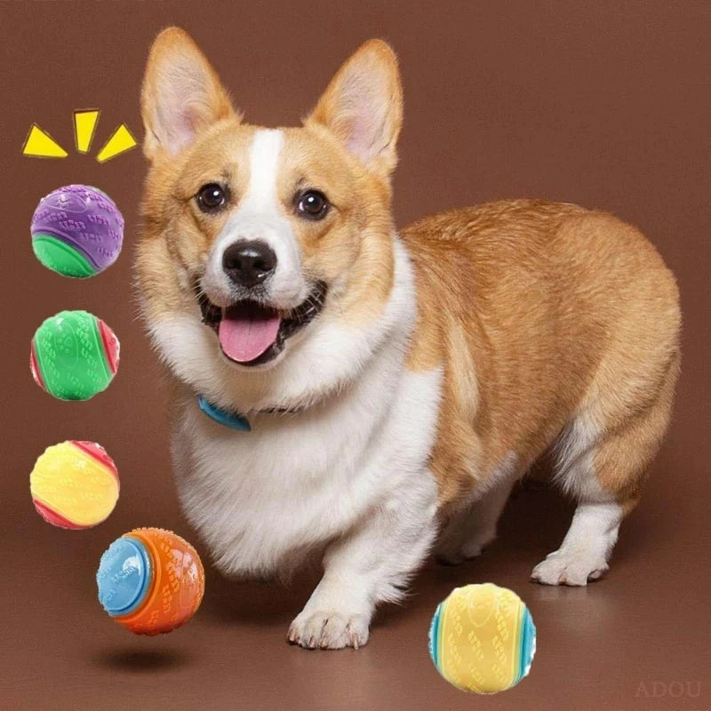 Dog Chew Ball Toy Drinding Teeth Bite-Resistant Silicone Ball Puppy Toy Squeaky Teeth Cleaning Training Dog Toy Supplies