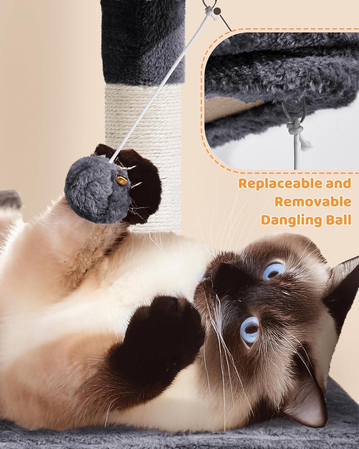 Yaheetech 63In Sturdy Large Cat Tree for Indoor Heavy Cats, Tall Tower | Plush Condo, Hammock, Sisal Scratching Posts, Multi-Pet Friendly, Easy to Assemble, Stable Wide Base