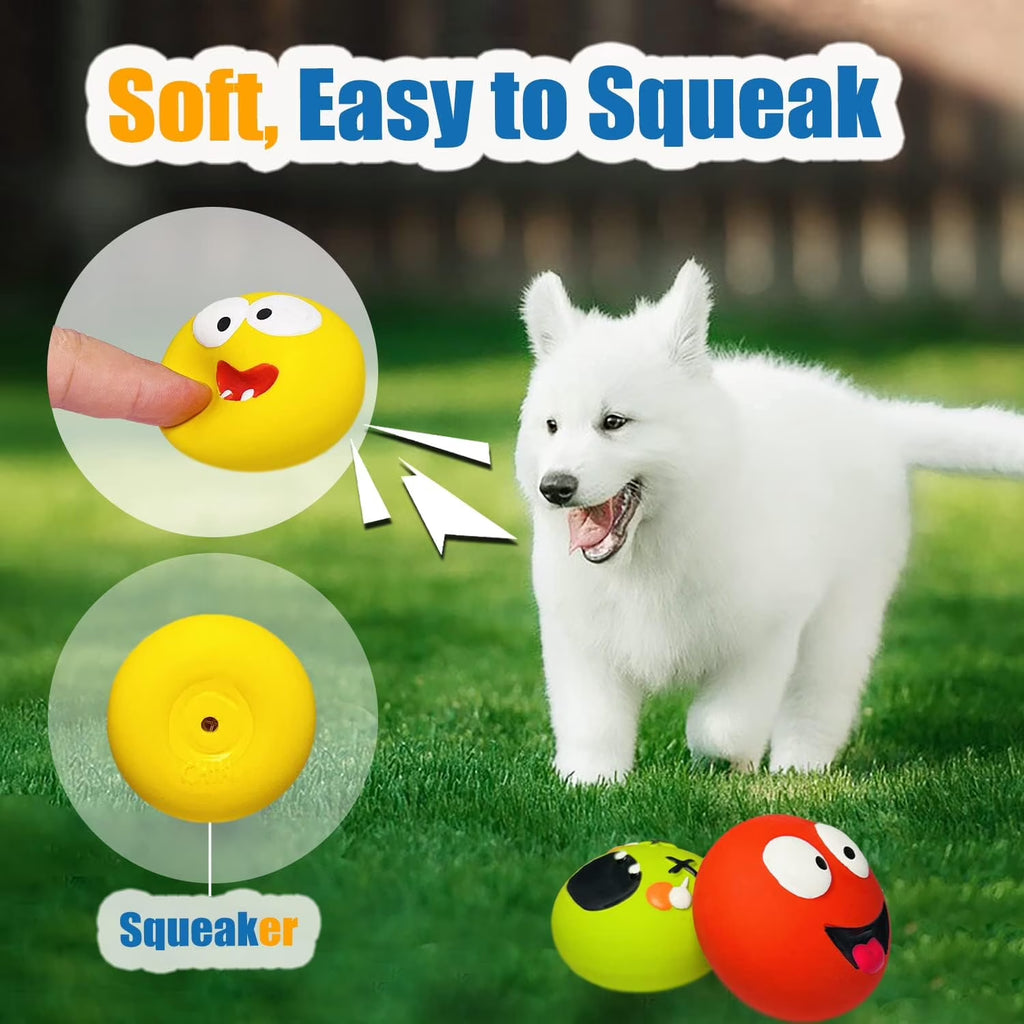 Latex Squeaky Dog Toy for Small Dogs, Soft Small Dog Squeaky Toys, Rubber Squeaky Dog Balls Flat 6Pcs