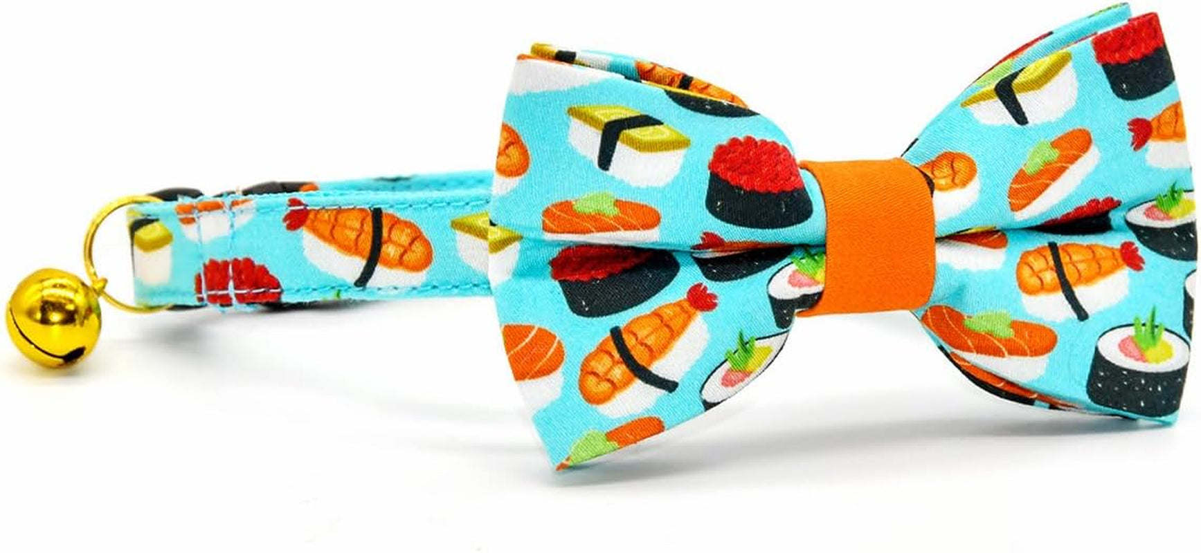 Sushi Cat Collar Bow Tie Set, Breakaway Safety Collar, Wedding/Birthday Bowtie Collar for Kitten