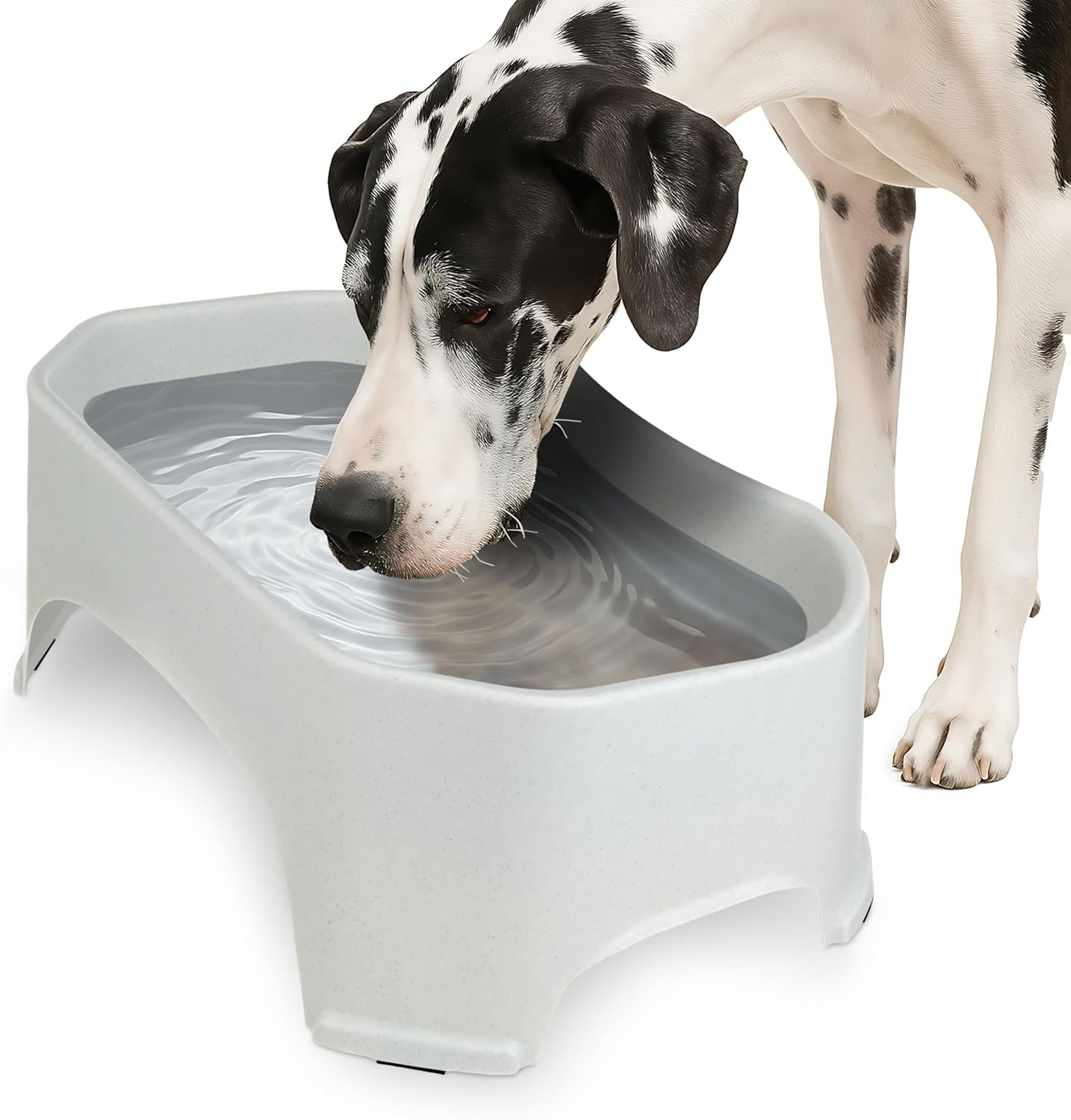 Extra Large Water Bowl for Dogs, Outdoor Dog Water Bowl (2.25 Gallon XL Capacity), Big Trough Style Food Dish for Indoors or Outside, No Spill Large Dog Bowls, Vanilla Bean