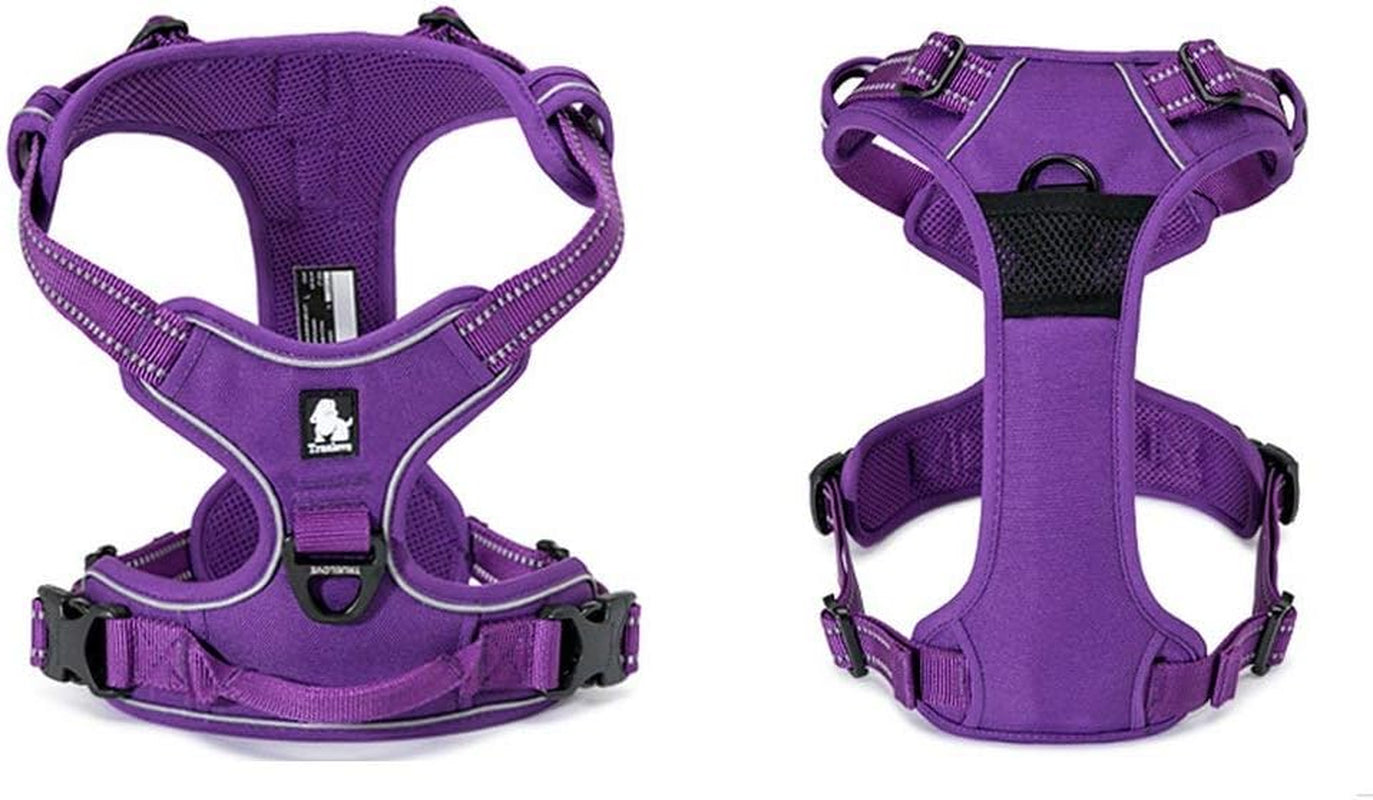 Adjustable No-Pull Dog Harness Reflective Vest, Purple, S | Front Clip, No-Choke, Soft Padded, Control Handle, anti Escape, Dog Car Harness, Walking and Training, Escape Proof, TLH5651