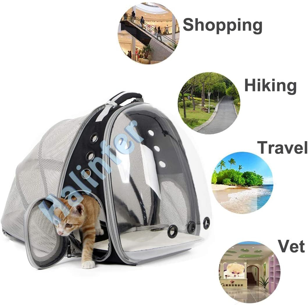 Back Expandable Cat Backpack Carrier, Fit up to 12 Lbs, Space Capsule Bubble Window Pet Carrier Backpack to Carry and Transport Cat Bunny Small Puppy