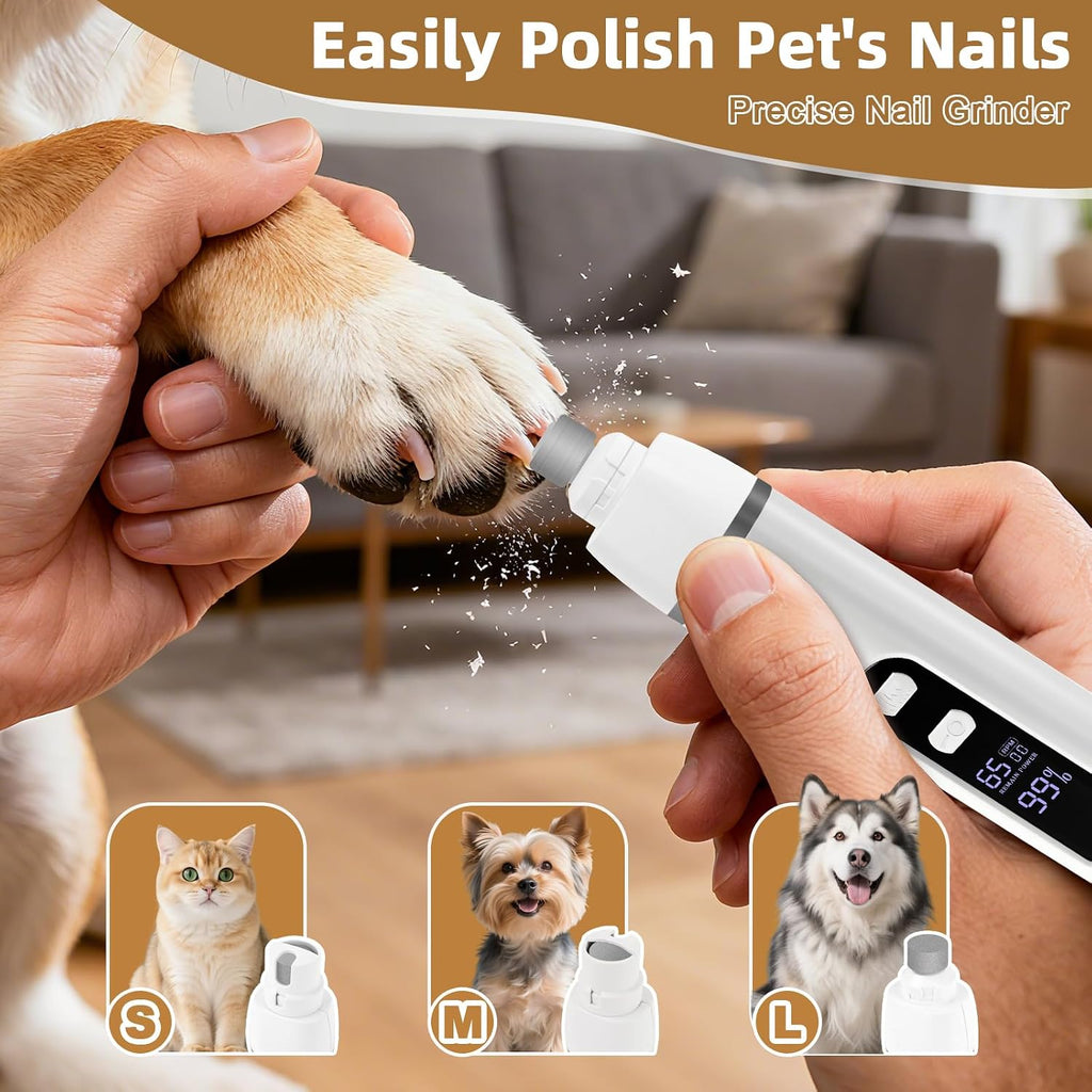 4 in 1 Dog Clippers Grooming Kit with LED Display, Cordless Dog Quiet Hair Trimmer for Paw Nail Grinder, Rechargeable 2-Speed Cat Clippers Face Shaver for Paw Nail Body Ear