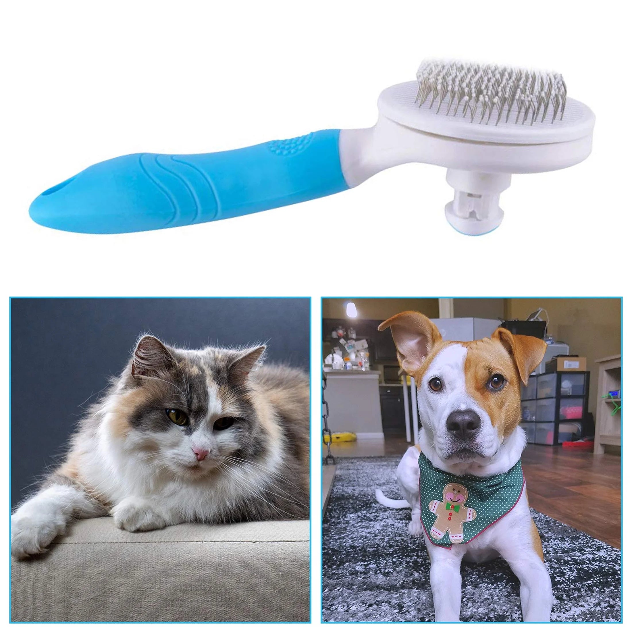 Self Cleaning Slicker Brush, Dog Cat Bunny Pet Grooming Shedding Brush - Easy to Remove Loose Undercoat, Pet Massaging Tool Suitable for Pets with Long or Short Hair
