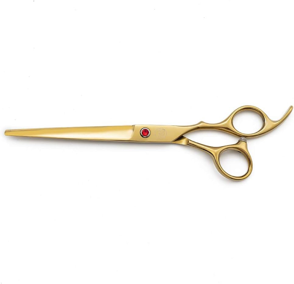 Professional 7" Dog Grooming Scissors Set 4PCS, Gold | Straight, Upward Curved, Downward Curved, Thinning/Blending Shears for Dog, Cat and Pets, JP Stainless Steel